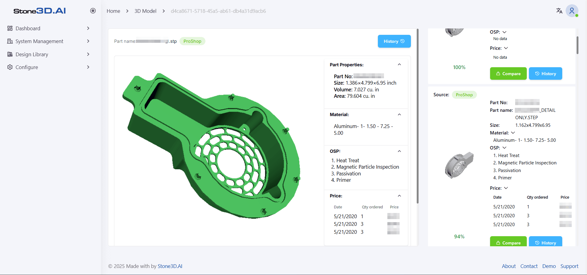 Upload multiple files and compare 3D models.