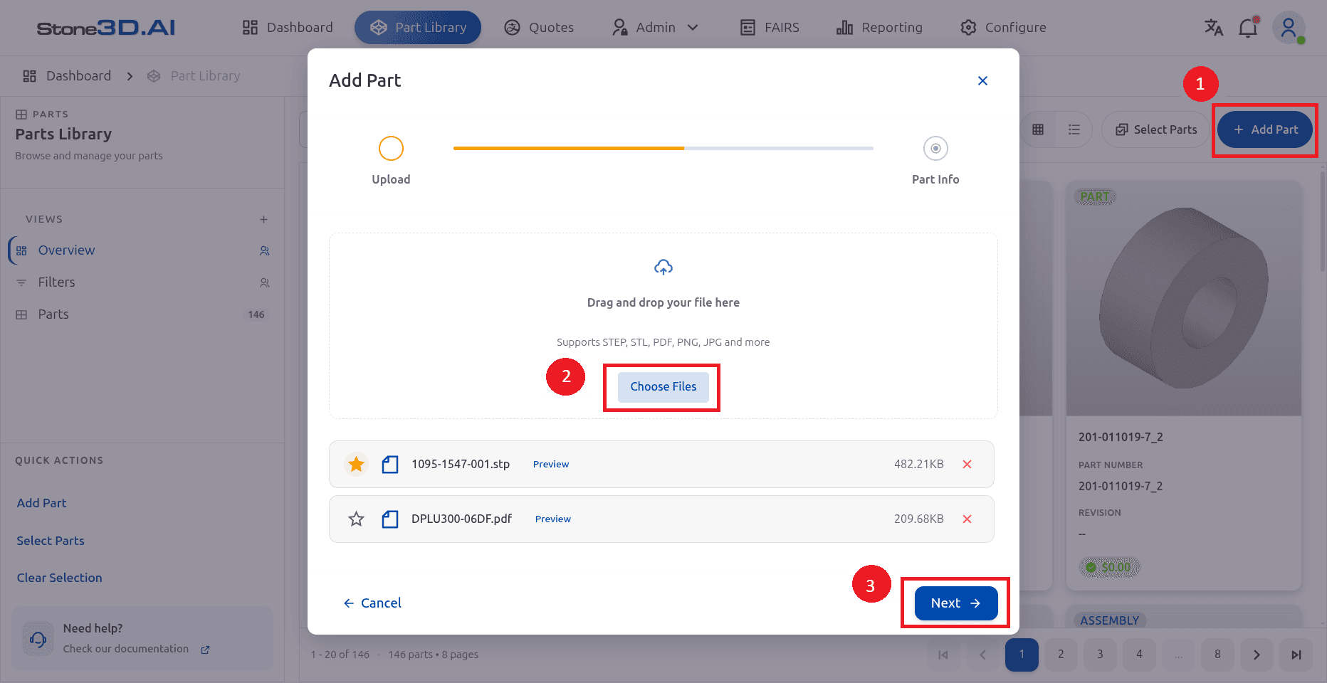 Add New Part - Upload