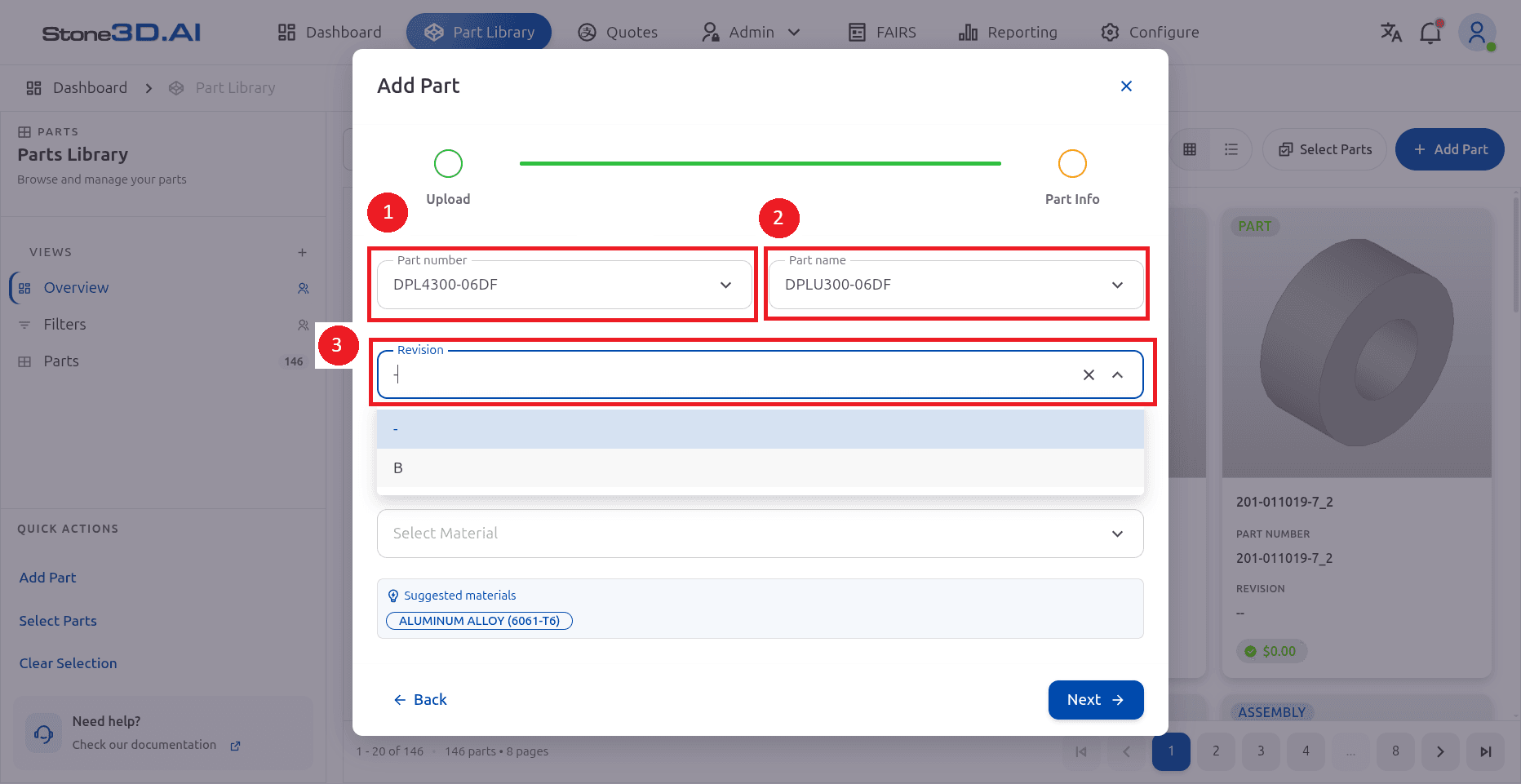 Add New Part - Part Information