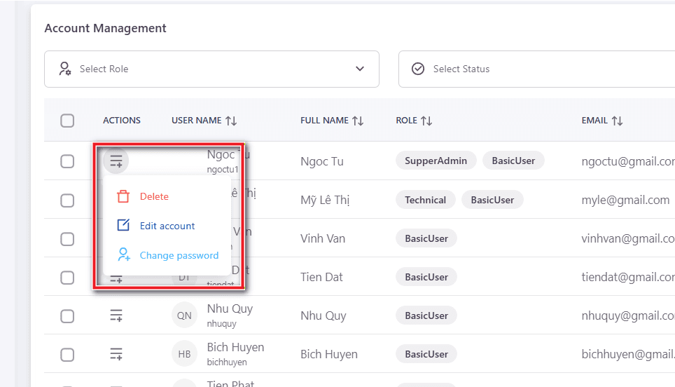 User Actions